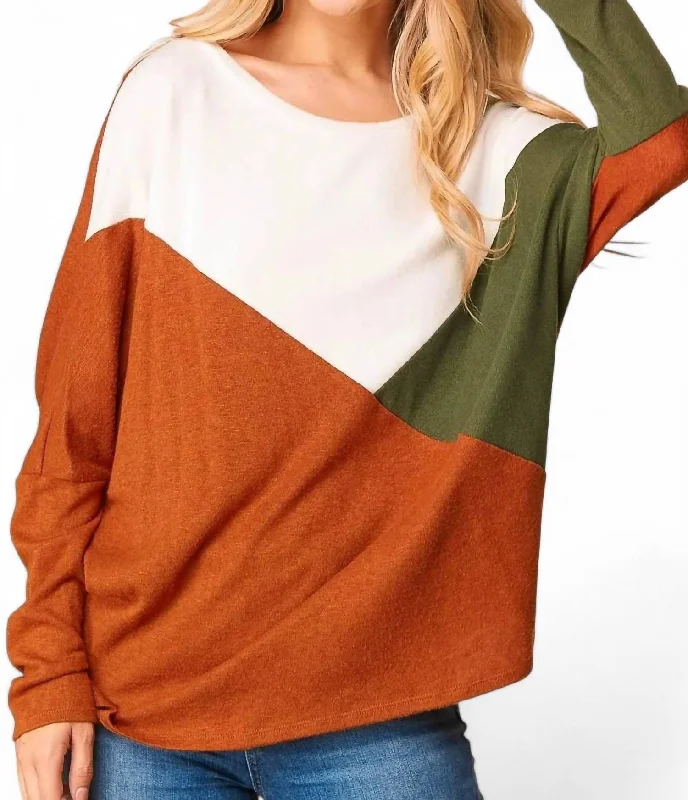 Triangle Dolman Sleeve Sweater In Rust Machine Wash Dry Clean Hand Wash