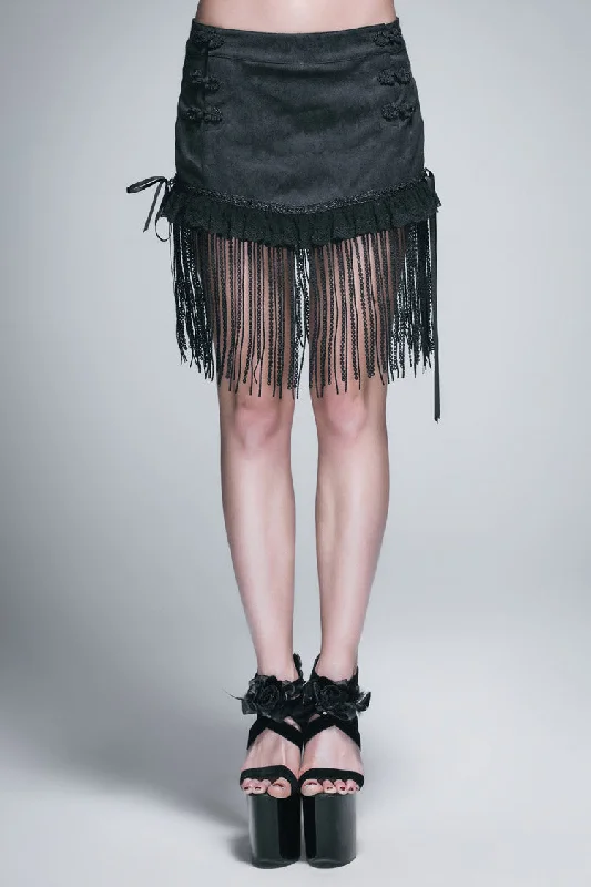 Black Jacquard Lace Tassel Hem Back Waist Lace Up Short Women's Gothic Skirt zip skirt side Black Jacquard Lace Tassel Hem Back Waist Lace Up Short Women's Gothic Skirt zip skirt side