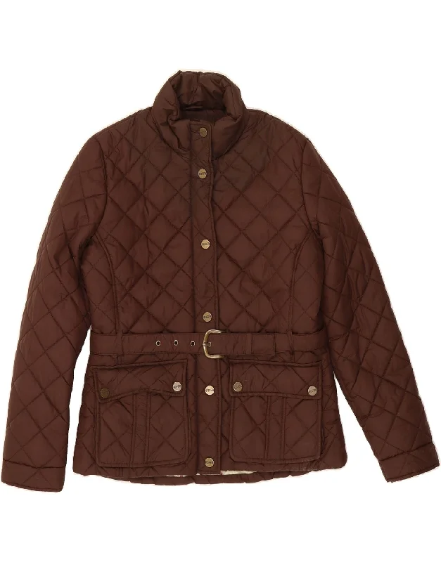 VINTAGE Womens Quilted Jacket UK 14 Large Brown Nylon Appliqued Jacket Beaded Jacket Sequined Jacket VINTAGE Womens Quilted Jacket UK 14 Large Brown Nylon Appliqued Jacket Beaded Jacket Sequined Jacket
