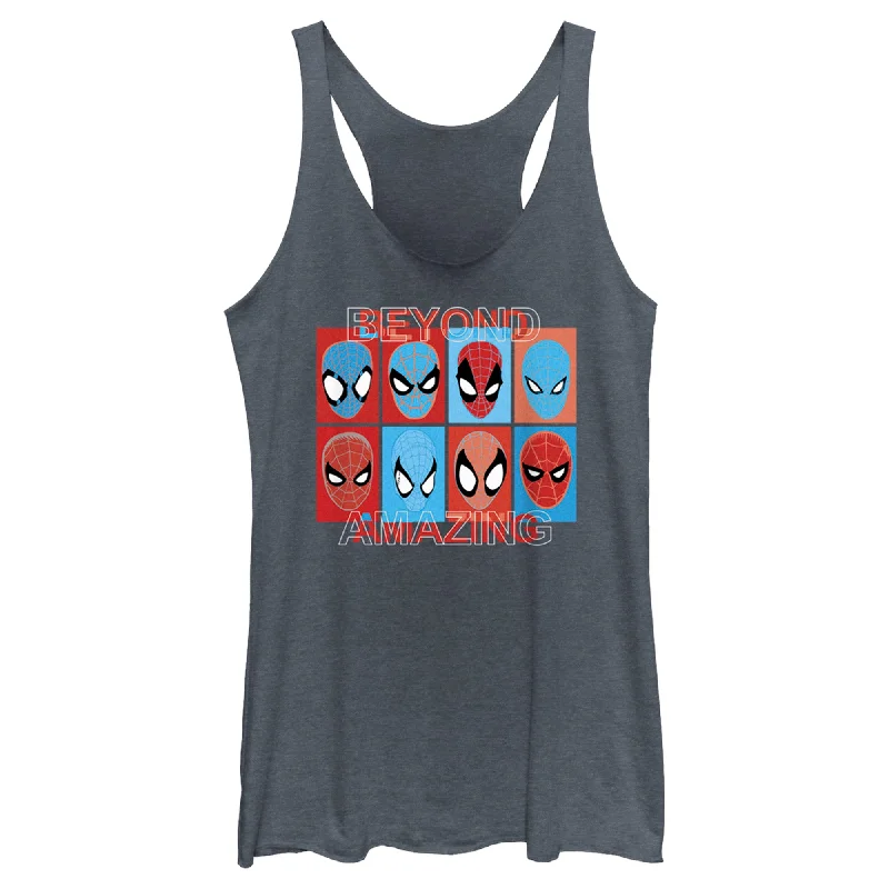 Women's Spider-Man: Beyond Amazing Mask Squares Racerback Tank Top peekaboo tank top