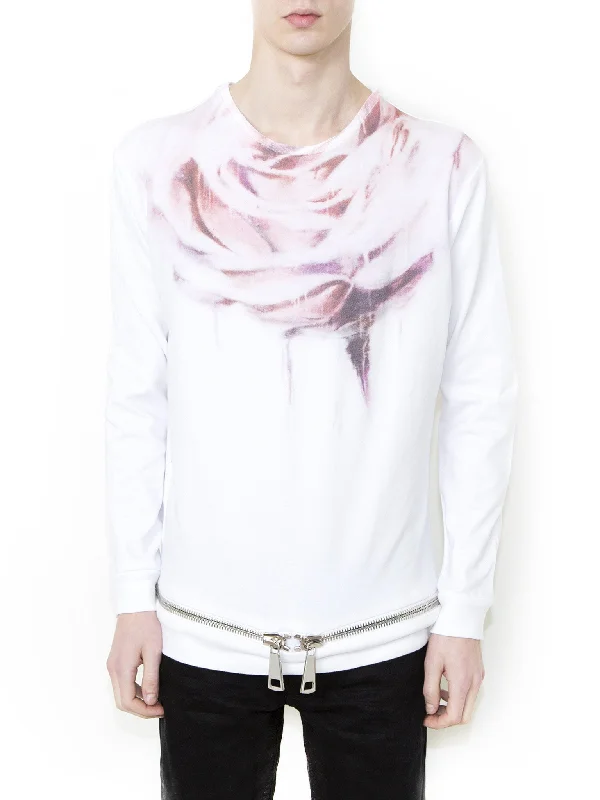 ROSE Unisex Sweatshirt Hoodie with Raw Hem Edgy Unfinished