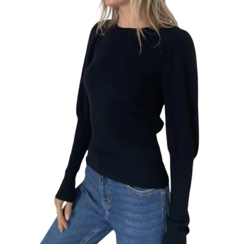 Reese Statement Sweater In Black Cable Knit Ribbed Knit Lace Knit