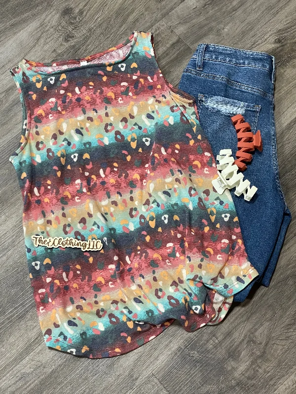 Animal Print Tie Dye Tunic Tank playful tank top