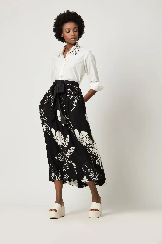 Luna Black All Over Printed Skirt pencil skirt chic