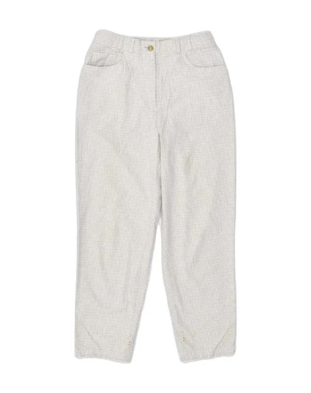 VINTAGE Womens Tapered Casual Trousers EU 38 Small W26 L27 Beige Check Trousers Occasion Special VINTAGE Womens Tapered Casual Trousers EU 38 Small W26 L27 Beige Check Trousers Occasion Special