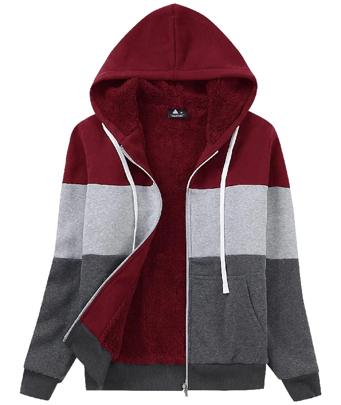 Women's Color Block Drawstring Fleece Lined Hoodie-ZPK006735 Hoodie with Hem Raw Edge Edgy Unfinished