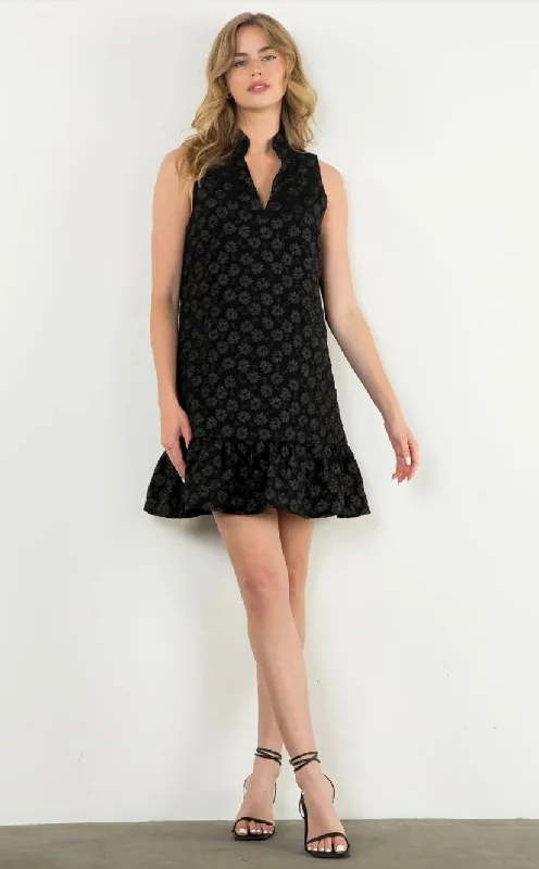 Black Floral Texture Dress Tunics Brand named