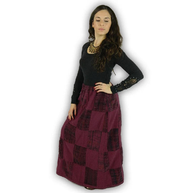 Garment-Dyed Patchwork Skirt midi skirt versatile