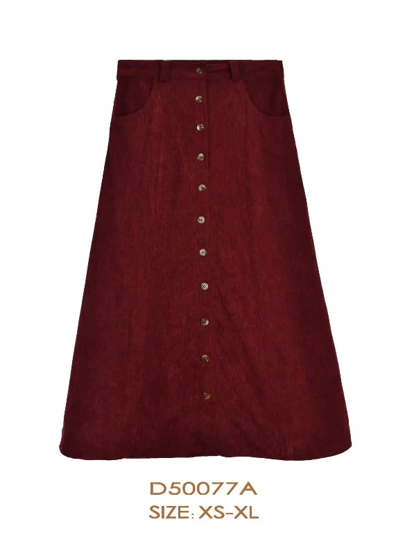 D50077A-SKIRT-Bordo linen skirt natural