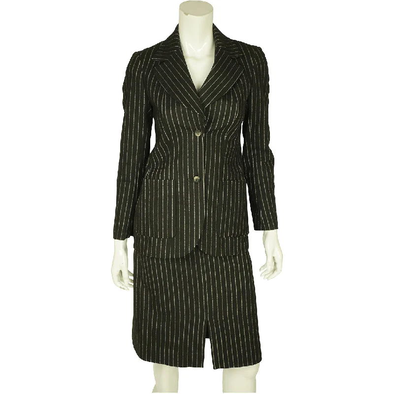 Vintage 1960s Pinstripe Wool Blend Skirt Suit Size Small corduroy skirt comfortable