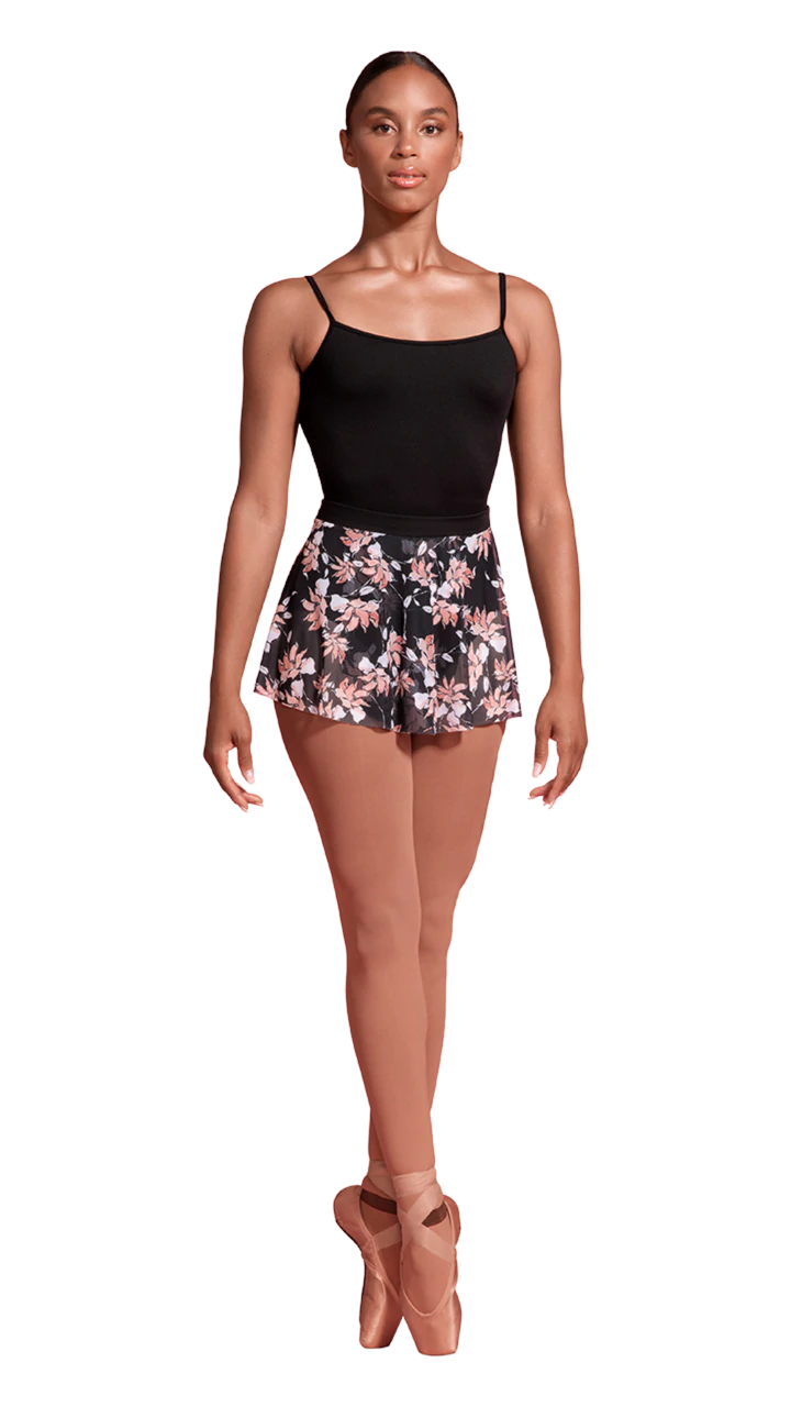 Printed Wrap Skirt MS159 by Mirella asymmetrical skirt cut