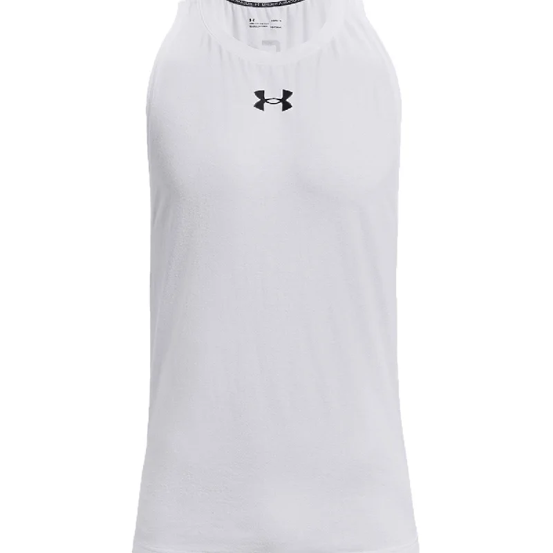 Under Armour Baseline Cotton Tank Top - Mens - White/Black striped tank top
