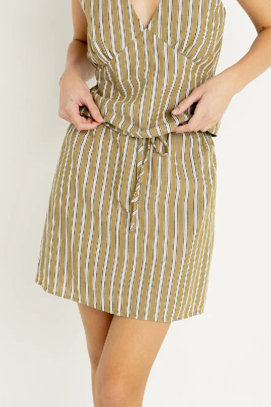 Lenny Drawcord Skirt Olive chiffon skirt airy