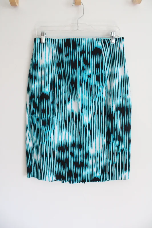 Worthington Blue & Black Patterned Skirt | 12 silk skirt lustrous