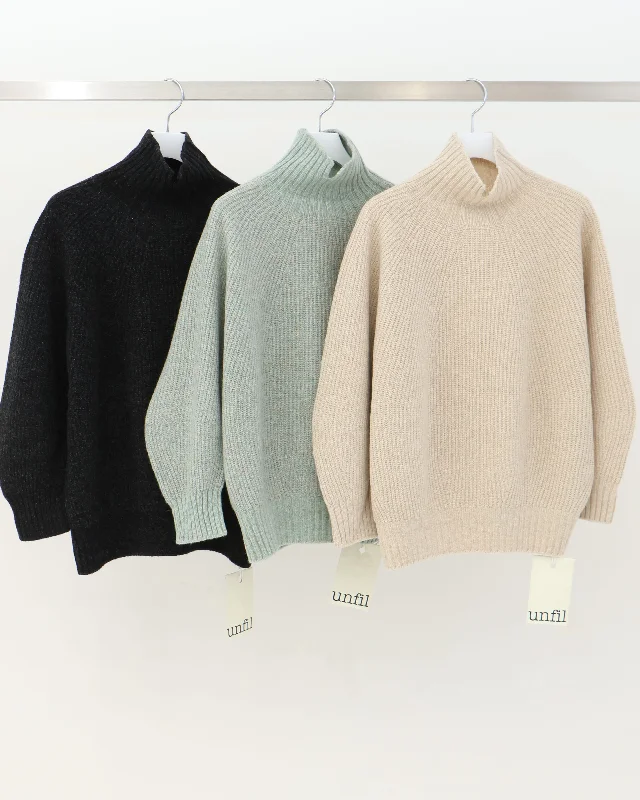 superfine lambs&chenille ribbed-knit high-neck sweater Modern Contemporary Chic