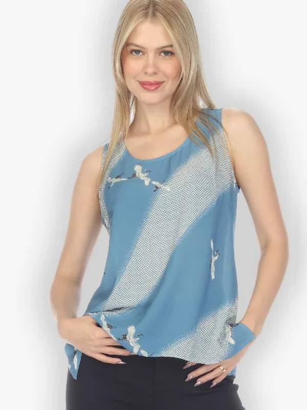 Shibori Flying Crane Tank Top crossback tank top