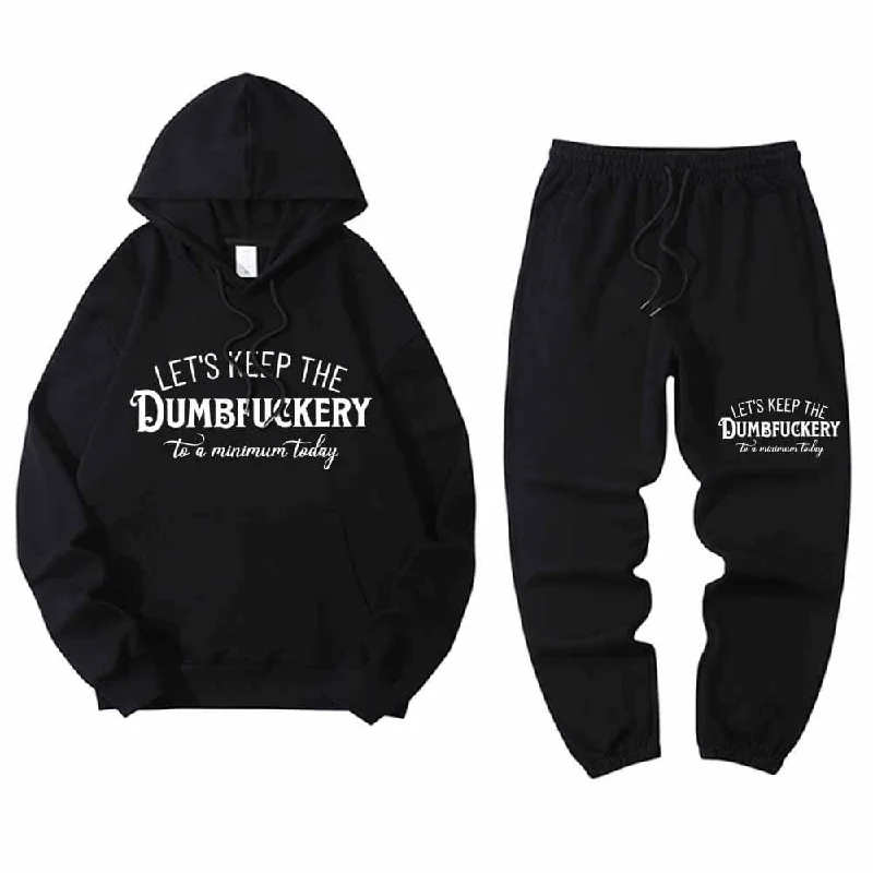 Let’s Keep The Dumbfuckery Letters Hoodie Pants Set Hoodie with Turtle Neck Cozy Winter Let’s Keep The Dumbfuckery Letters Hoodie Pants Set Hoodie with Turtle Neck Cozy Winter