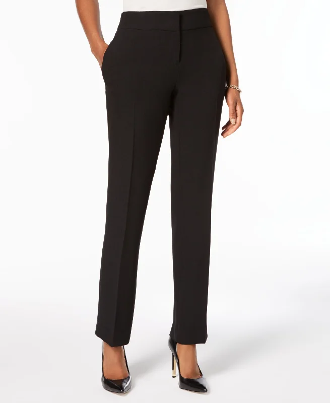 Kasper Petite Slim Straight Leg Trousers Trousers Leather Faux