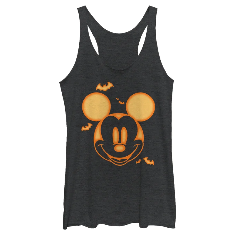 Women's Mickey & Friends Halloween Pumpkin Face Racerback Tank Top stylish tank top