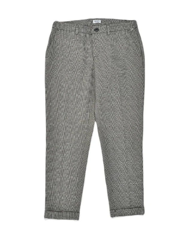 LIU JO Womens Slim Casual Trousers IT 48 Medium W28 L27 Grey Check Trousers Business Professional