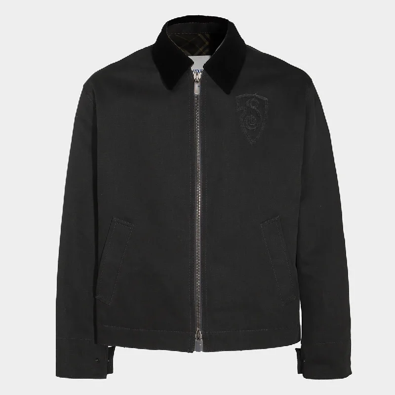 Burberry Jackets Black A-Line Jacket Boat Neck Shawl Collar