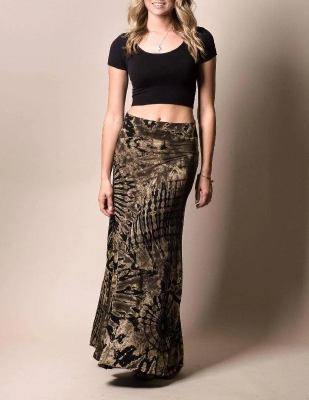 Tie-Dye Flowy Skirt - Black and Natural denim skirt durable