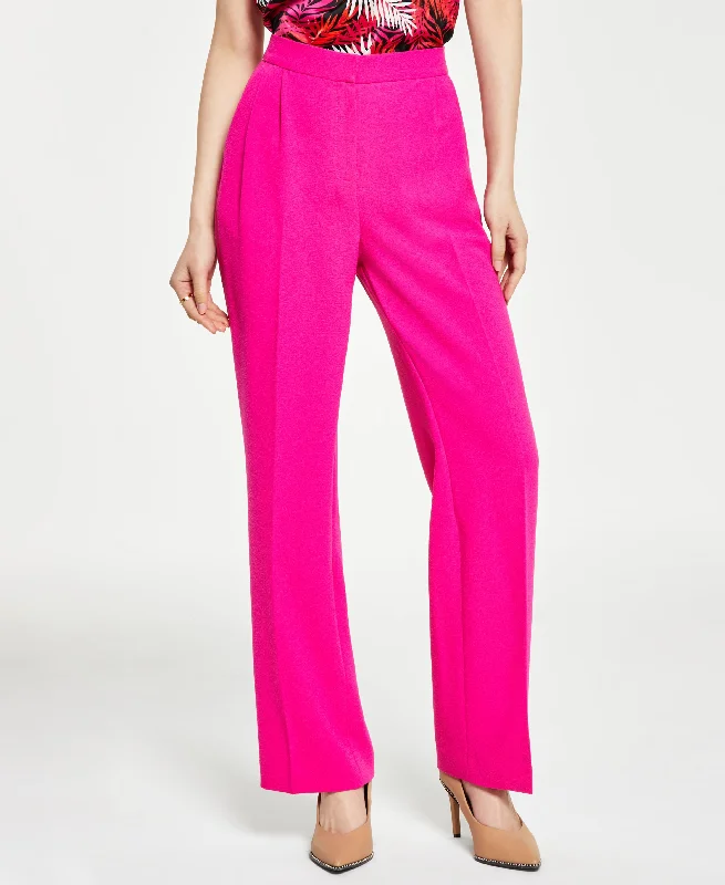 Women's High-Rise Crepe Wide-Leg Trouser Pants Trousers Versatile Stylish