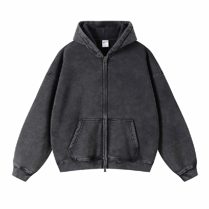Multicolor Vintage Washed Hoodie And Pants Set Hoodie with Crew Neck Simple Timeless