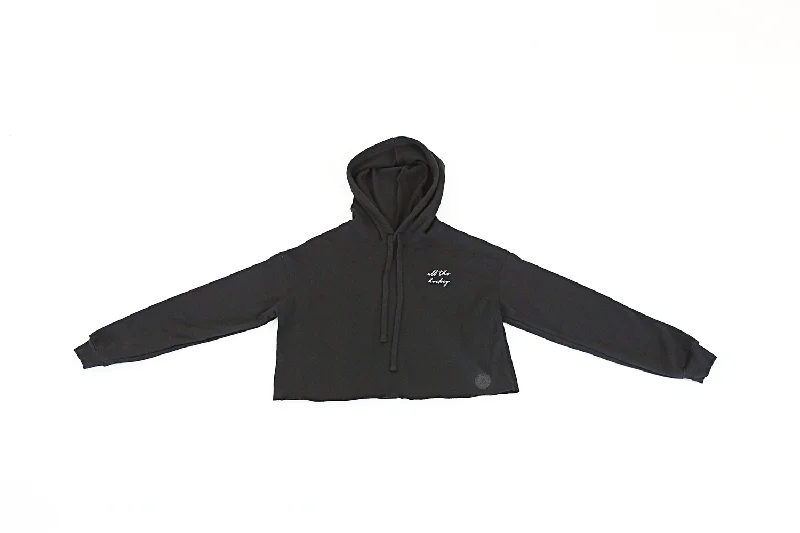 All The Hockey Cropped Hoodie Hoodie with Lace Feminine Delicate