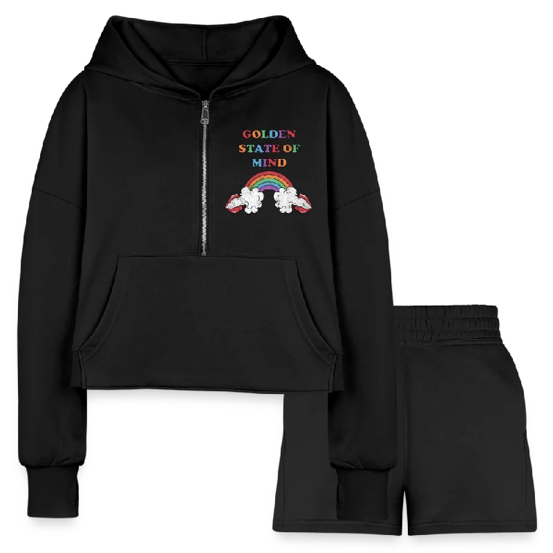 Golden State Hoodie & Short Set Hoodie with Raw Hem Edgy Unfinished