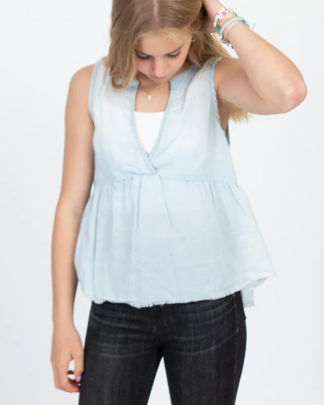 Denim Peplum Tank v-neck tank top