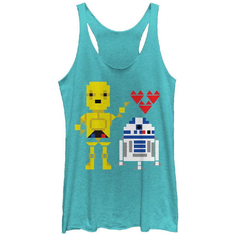 Women's Star Wars Valentine's Day R2-D2 and C-3PO Racerback Tank Top mesh tank top