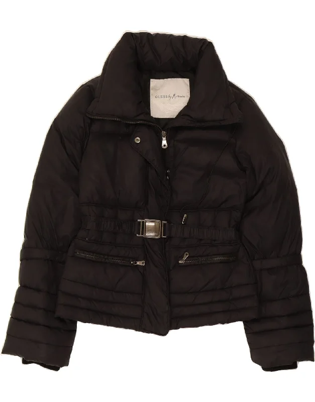 GUESS BY MARCIANO Womens Padded Jacket IT 42 Medium Black Notch Collar Peter Pan Collar Cowl Neck GUESS BY MARCIANO Womens Padded Jacket IT 42 Medium Black Notch Collar Peter Pan Collar Cowl Neck