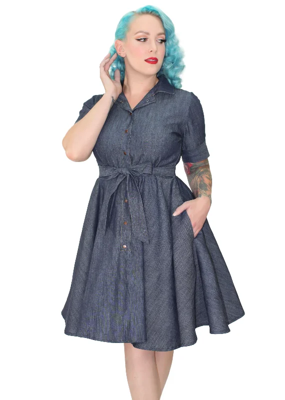 Denim or Solid Black Circle Dress Tunics Party sparkling