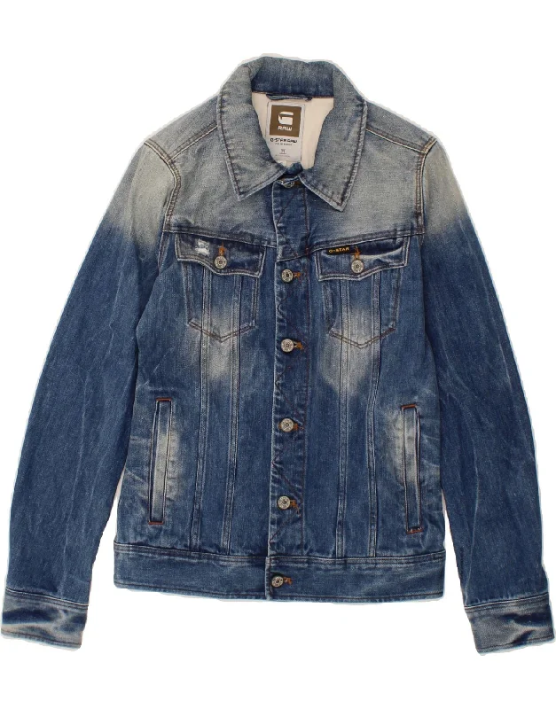 G-STAR Womens Denim Jacket UK 10 Small Blue Cotton Nylon Fabric Polyester Fabric Spandex Fabric