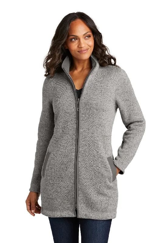 Port Authority Women's Arc Sweater Fleece Long Jacket Open Front Closed Front Wrap Front