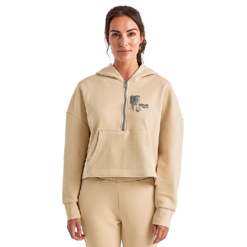 Drum and Bass Queen Half Zip Cropped Hoodie Hoodie with Magnetic Closure Innovative Modern Drum and Bass Queen Half Zip Cropped Hoodie Hoodie with Magnetic Closure Innovative Modern