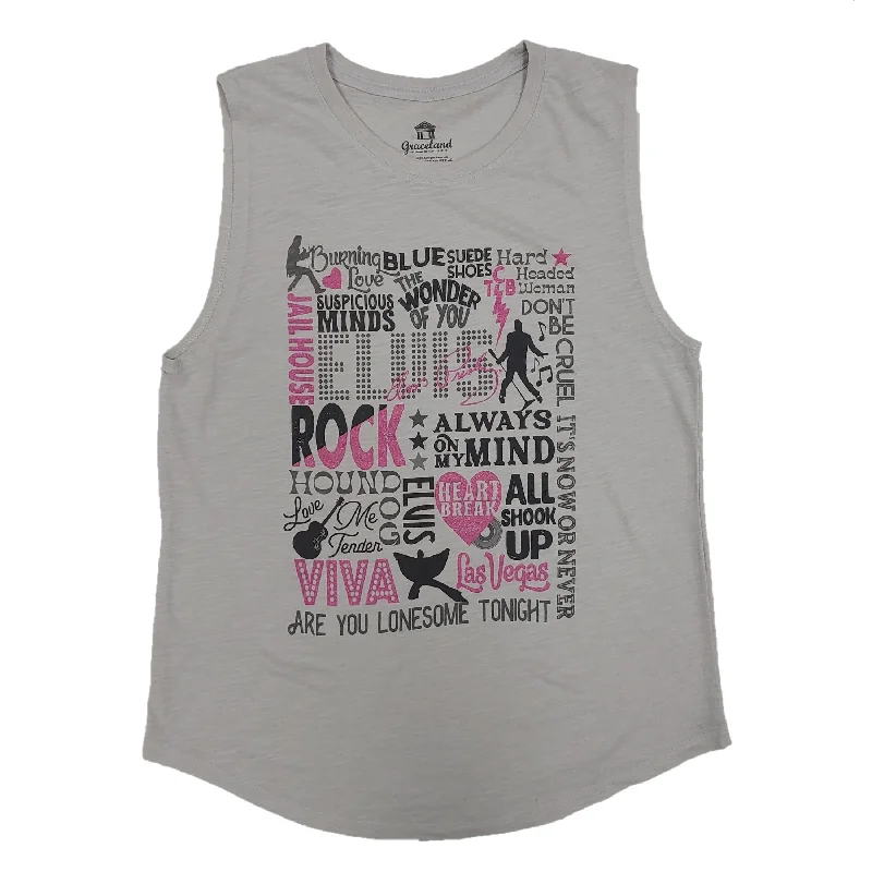 Elvis Song Titles Women's Tank metallic tank top