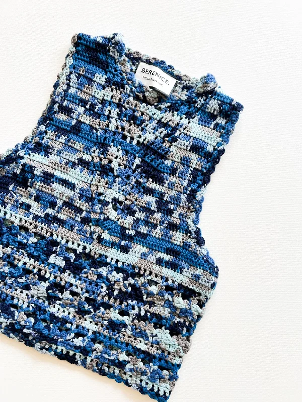 Berenice Aela Crochet Tank Top in Blue Indigo cute tank top