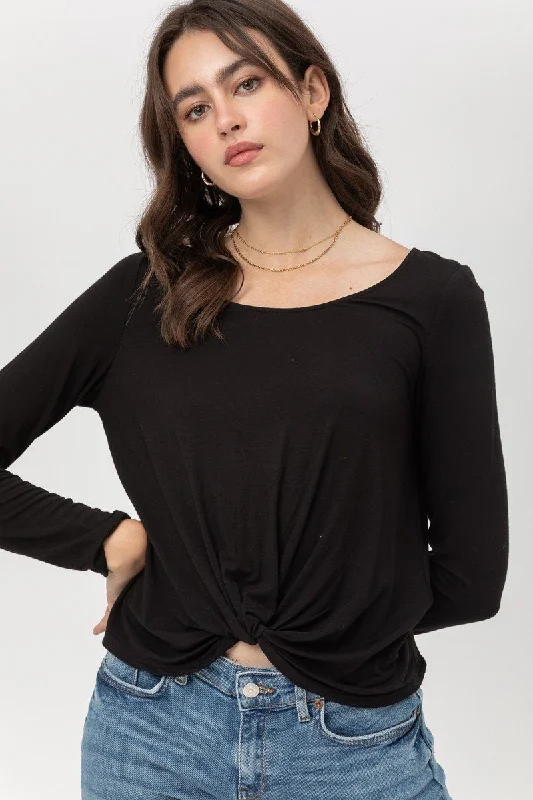 Rayon Span Jersey Front Twisted Top Chic Jersey Tee