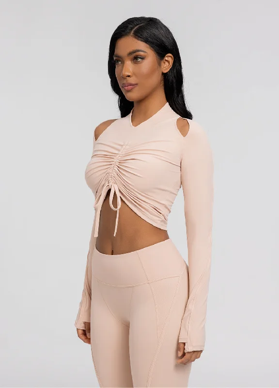 Drawstring Crop Top Iron Safe Non-Iron Wrinkle Free