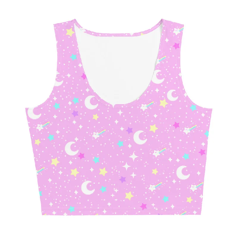Starry Glitter Pink Crop Top Rayon Fabric Velvet Fabric Corduroy Fabric