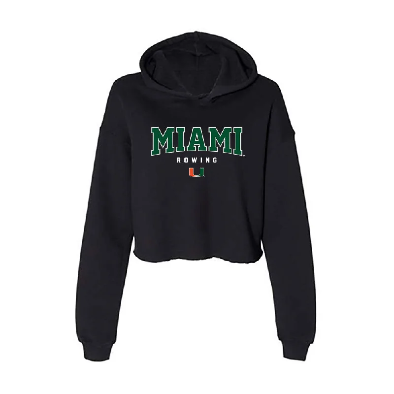 Miami - NCAA Women's Rowing : Holliday Prichard - Women's Crop Fleece Hoodie Hoodie with Neon Bright Vibrant