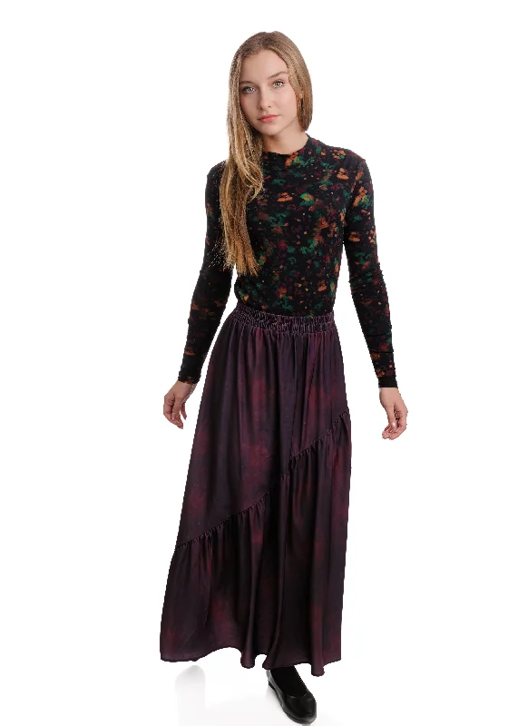 TW4041-A-SKIRT-Maroon denim skirt classic