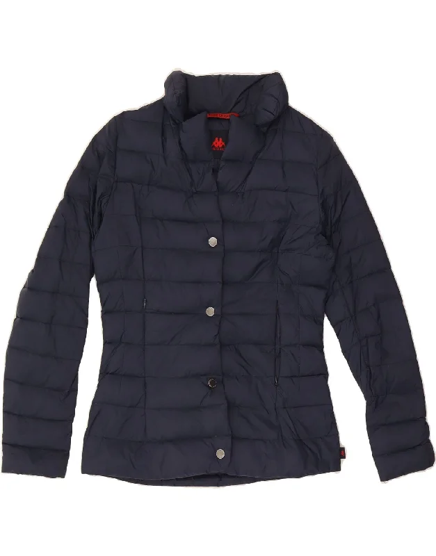KAPPA Womens Padded Jacket UK 10 Small Navy Blue Nylon Faux Fur Fabric Real Fur Fabric Shearling Fabric KAPPA Womens Padded Jacket UK 10 Small Navy Blue Nylon Faux Fur Fabric Real Fur Fabric Shearling Fabric