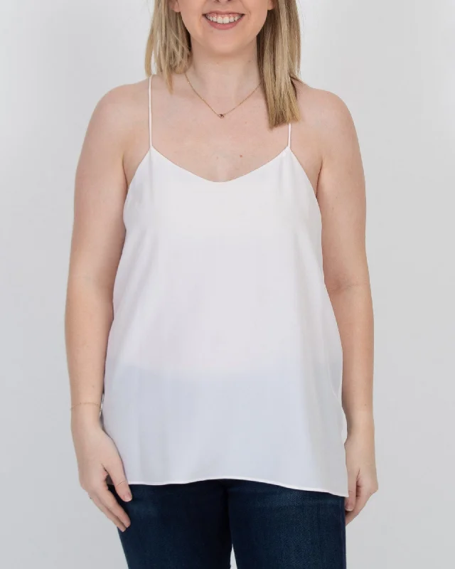 White Silk Racerback Tank ribbed tank top