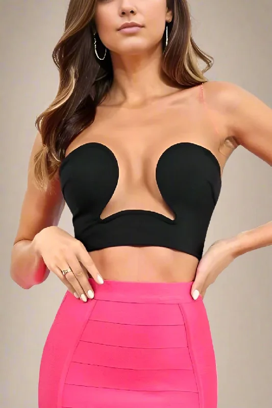 Mika Bandage Crop Top - Classic Black Fleece Nylon Spandex