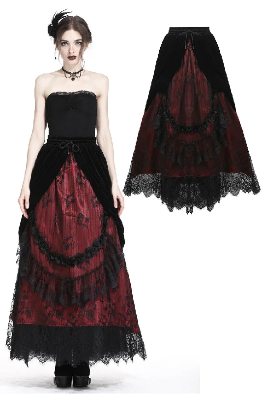 Crimson Rose Victorian Gothic Bustle Skirt linen skirt natural