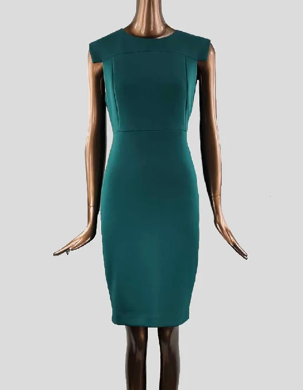 Calvin Klein Green Dress With Back Zipper - 8 US Turtleneck Neckline Stylish