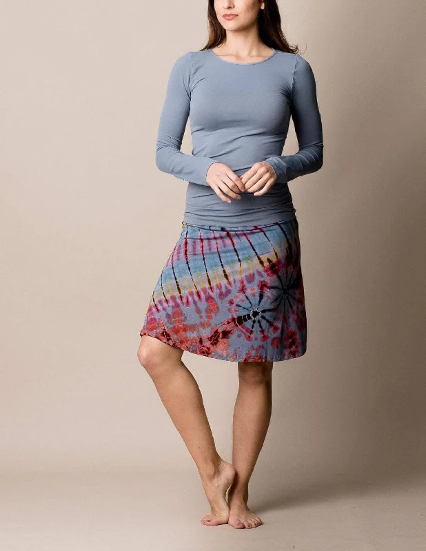 Tie-Dye Knee Length Skirt - Grey casual skirt length